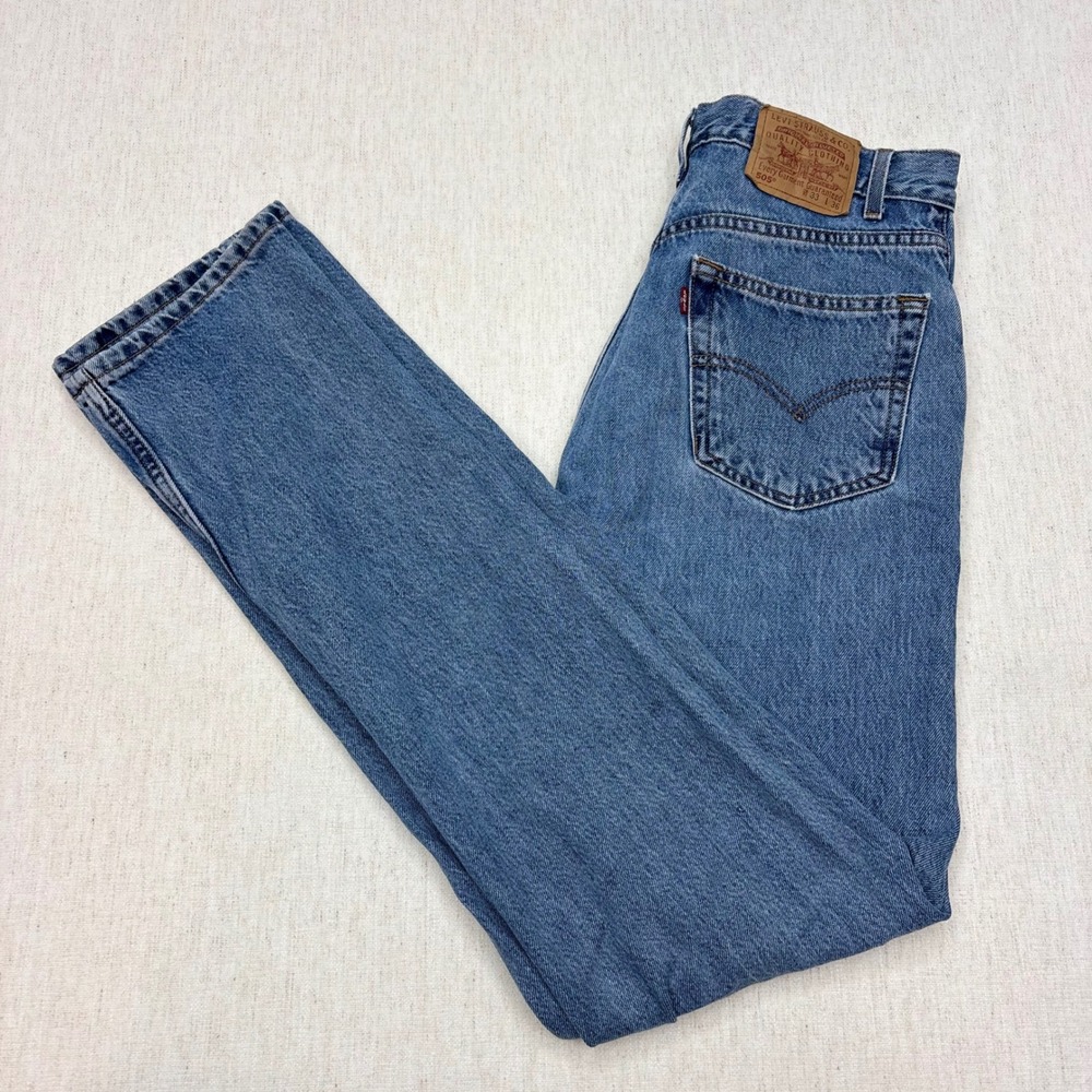 Vintage Levis 505 Regular Fit Straight Leg Jeans Blue Denim W33 L36 Mens 90s